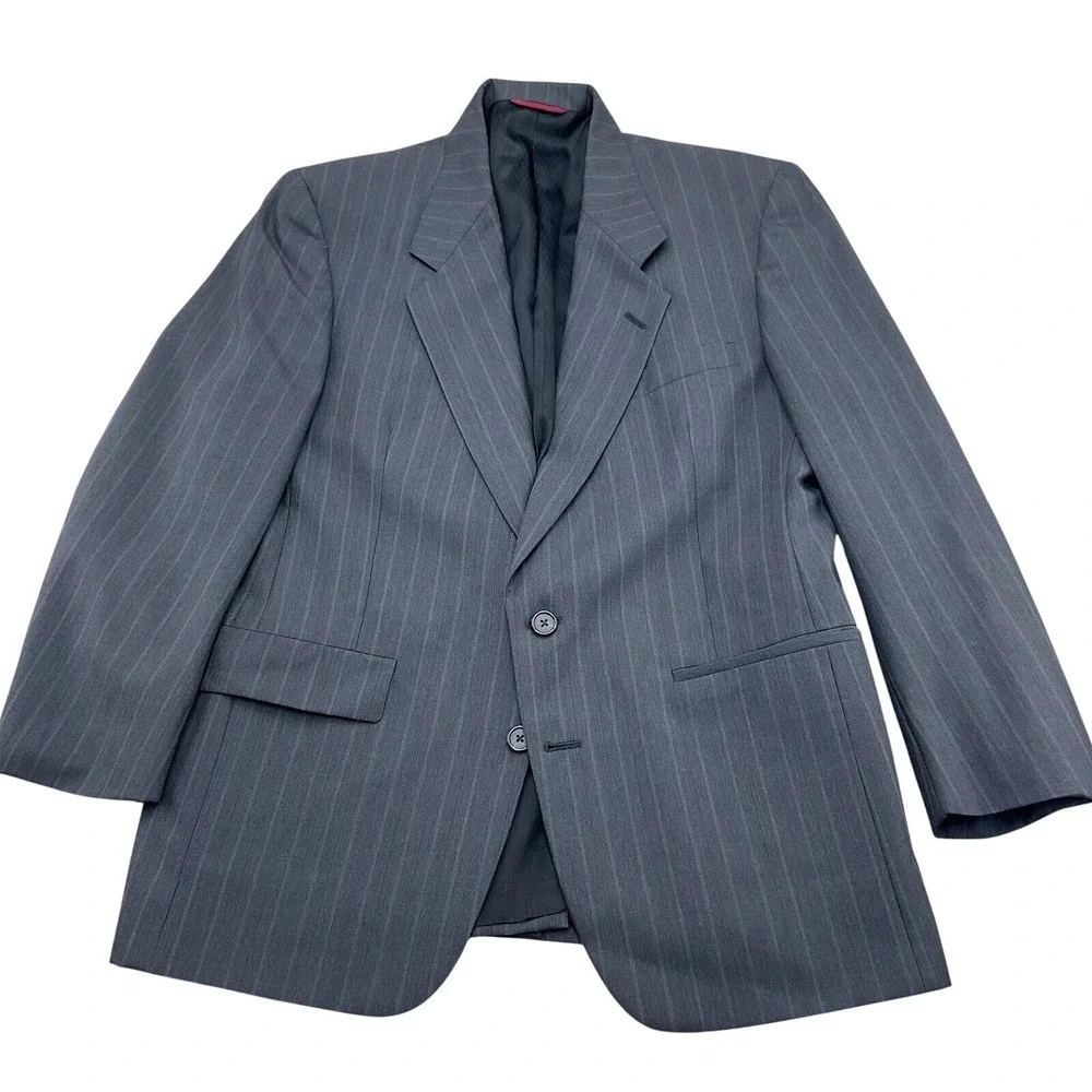 Hart Schaffner & Marx Blazer Men 40 Short Gray Multi Pinstripe Wool USA VTG